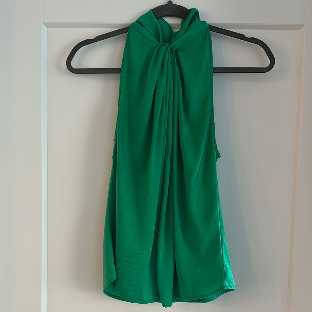 Glam Green Silk Blouse